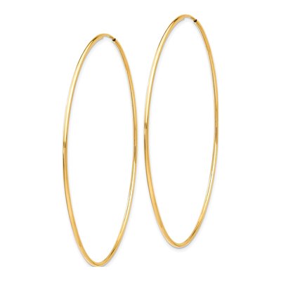 10K Yellow Gold 60mm Endless Tube Hoop Earrings – view 3