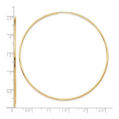 10K Yellow Gold 60mm Endless Tube Hoop Earrings – view 5
