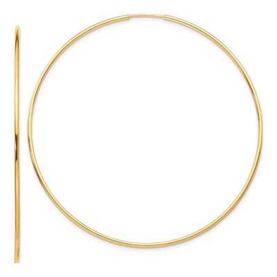 10K Yellow Gold 60mm Endless Tube Hoop Earrings