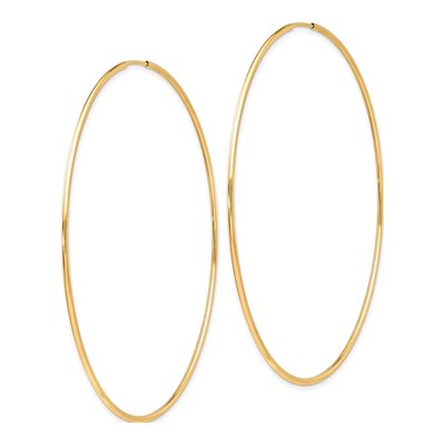 10K Yellow Gold 70mm Endless Tube Hoop Earrings – view 3