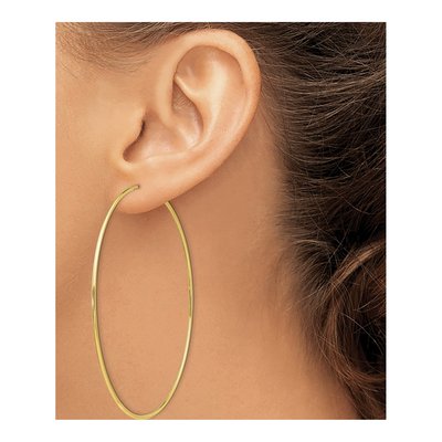10K Yellow Gold 70mm Endless Tube Hoop Earrings – view 4