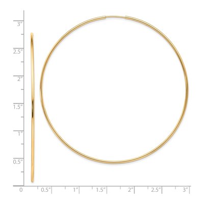 10K Yellow Gold 70mm Endless Tube Hoop Earrings – view 5