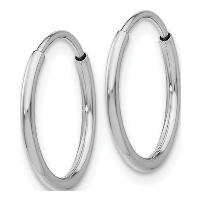 10K White Gold 14mm Endless Hoop Earrings – view 3