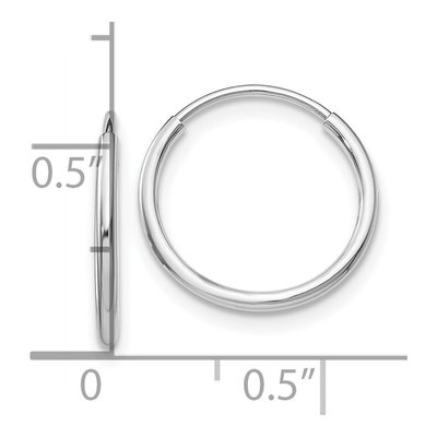 10K White Gold 14mm Endless Hoop Earrings – view 5