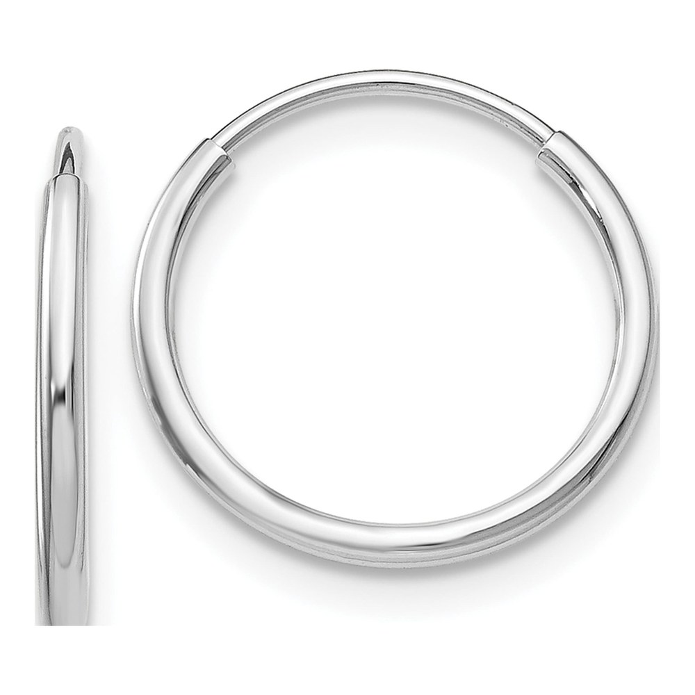 10K White Gold 14mm Endless Hoop Earrings