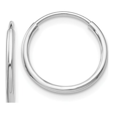 10K White Gold 1.2mm Endless Hoop Earrings