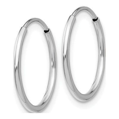 10K White Gold 16mm Endless Hoop Earrings – view 3