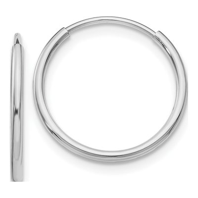 10K White Gold 16mm Endless Hoop Earrings