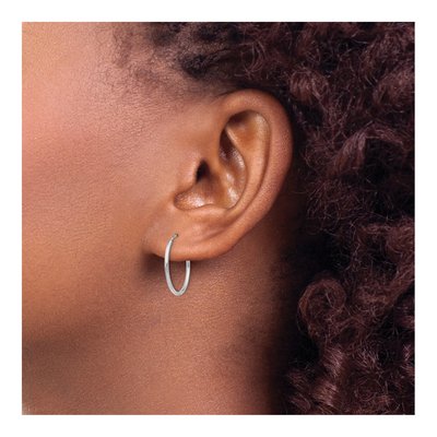 10K White Gold 20mm Endless Hoop Earrings – view 4