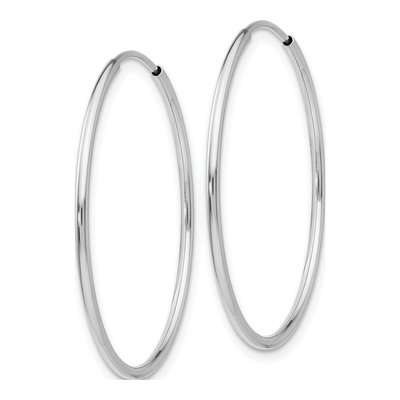 10K White Gold 30mm Endless Hoop Earrings – view 3
