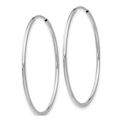 10K White Gold 35mm Endless Hoop Earrings – view 3