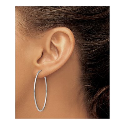 10K White Gold 45mm Endless Hoop Earrings – view 4