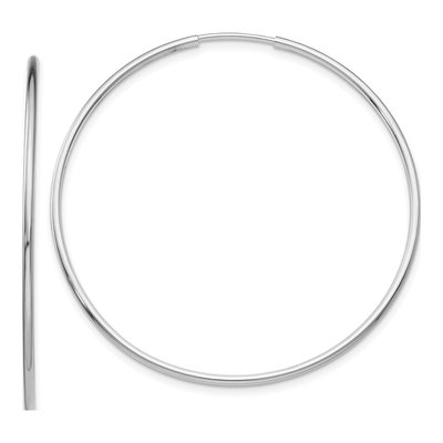 10K White Gold 45mm Endless Hoop Earrings