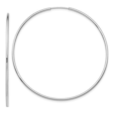 10K White Gold 55mm Endless Hoop Earrings