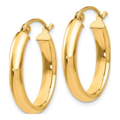 10K Yellow Gold Oval Hoop Earrings – view 3