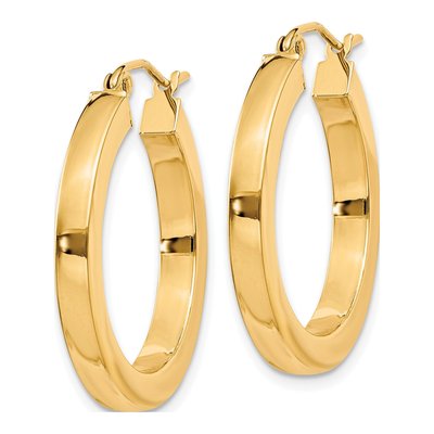 10K Yellow Gold 26mm Square Hoop Earrings – view 3