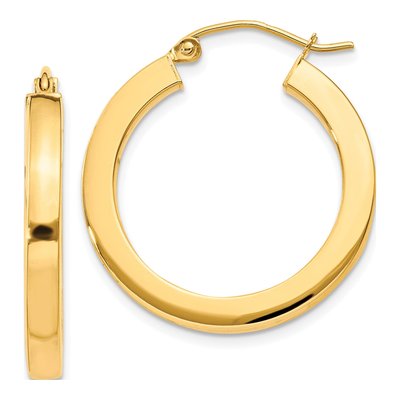 10K Yellow Gold 26mm Square Hoop Earrings