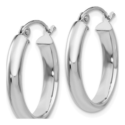 10K White Gold Oval Hoop Earrings – view 3