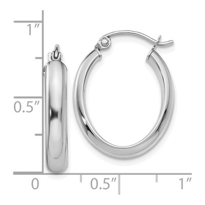 10K White Gold Oval Hoop Earrings – view 5
