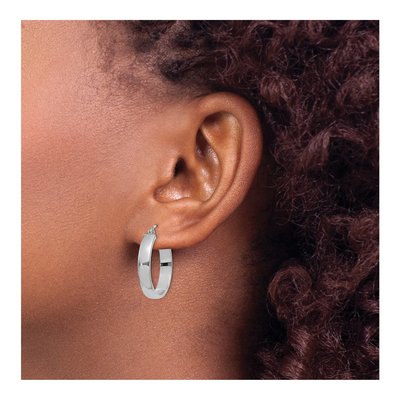 10K White Gold 26mm Hoop Earrings – view 4
