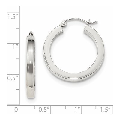 10K White Gold 26mm Square Tube Hoop Earrings – view 5