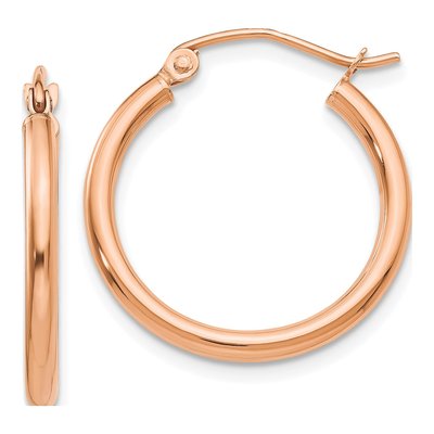 10K Rose Gold 20mm Tube Hoop Earrings