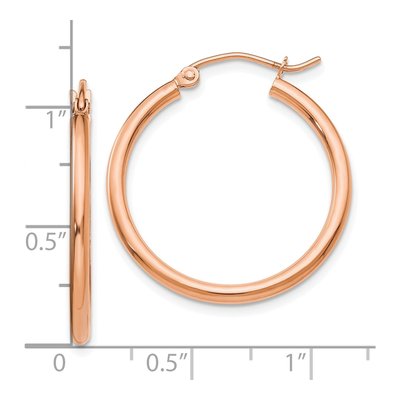 10K Rose Gold 25mm Tube Hoop Earrings – view 5