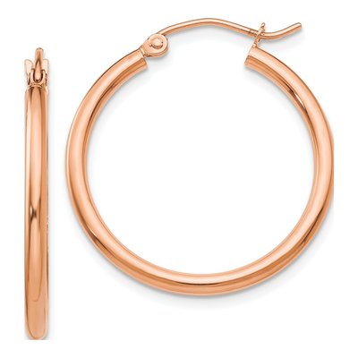 10K Rose Gold 25mm Tube Hoop Earrings