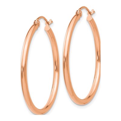 10K Rose Gold 30mm Tube Hoop Earrings – view 3