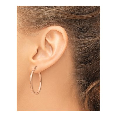 10K Rose Gold 30mm Tube Hoop Earrings – view 4