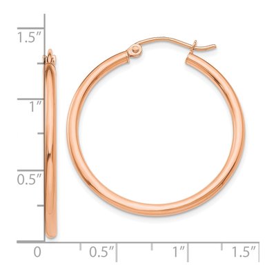 10K Rose Gold 30mm Tube Hoop Earrings – view 5