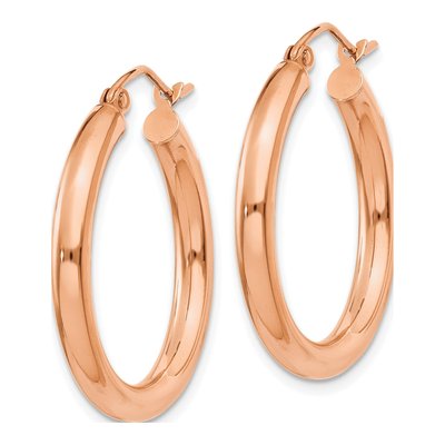 10K Rose Gold 25mm Hoop Earrings – view 3