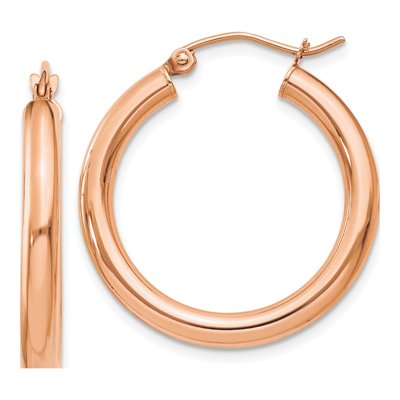 10K Rose Gold 25mm Hoop Earrings