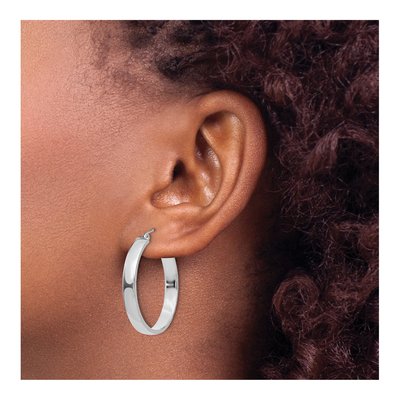 10K White Gold 28mm Hoop Earrings – view 4