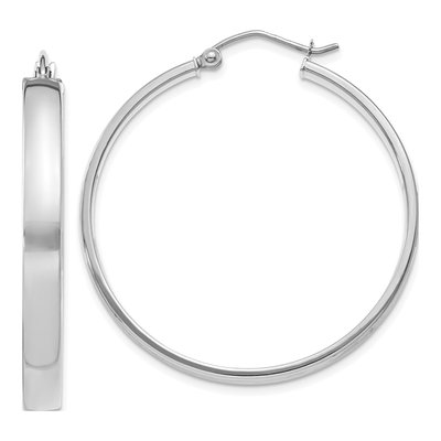 10K White Gold 35mm Hoop Earrings