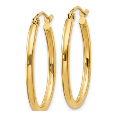 10K Yellow Gold Oval Hoop Earrings – view 3