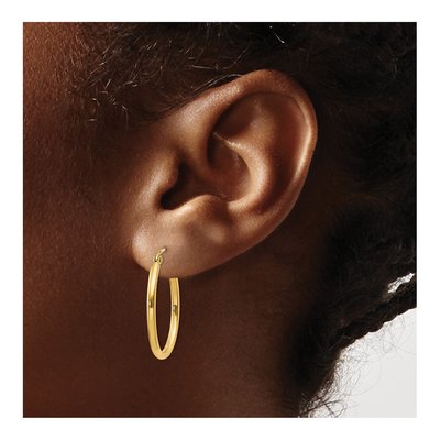 10K Yellow Gold Oval Hoop Earrings – view 4