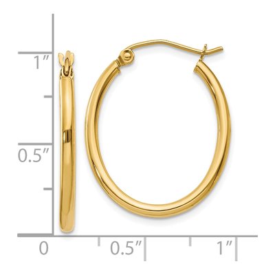 10K Yellow Gold Oval Hoop Earrings – view 5