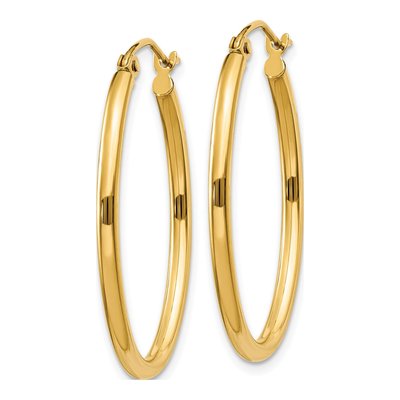 10K Yellow Gold Oval Hoop Earrings – view 3