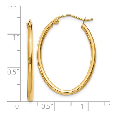 10K Yellow Gold Oval Hoop Earrings – view 5