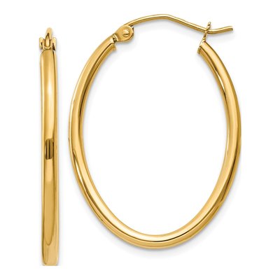 10K Yellow Gold Oval Hoop Earrings