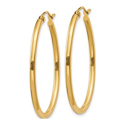 10K Yellow Gold Oval Hoop Earrings – view 3