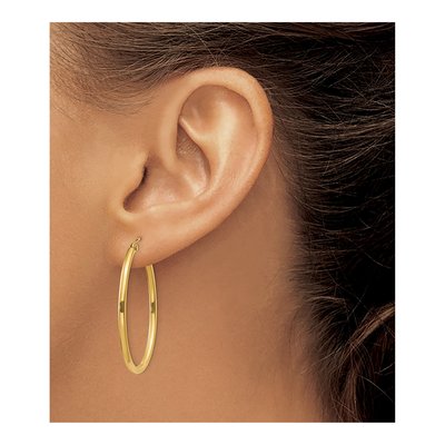 10K Yellow Gold Oval Hoop Earrings – view 4