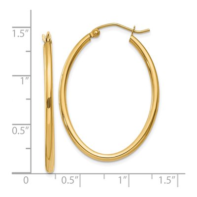 10K Yellow Gold Oval Hoop Earrings – view 5