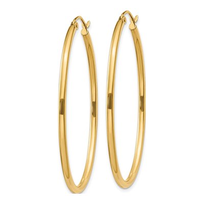 10K Yellow Gold Oval Hoop Earrings – view 2