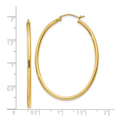 10K Yellow Gold Oval Hoop Earrings – view 4