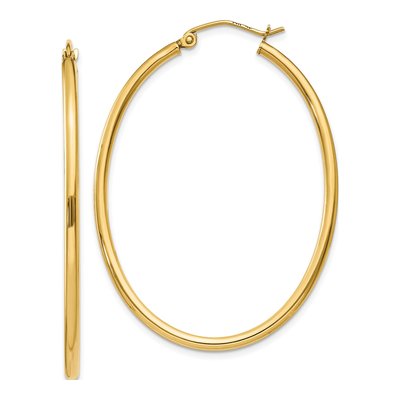 10K Yellow Gold Oval Hoop Earrings