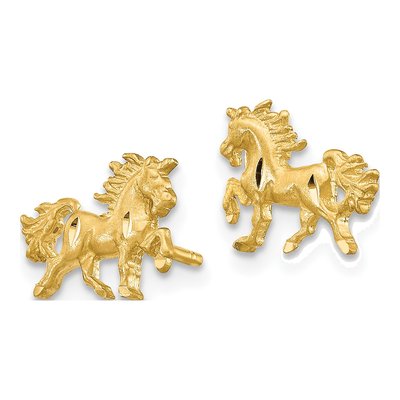 10K Yellow Gold Diamond-Cut Unicorn Stud Earrings – view 3