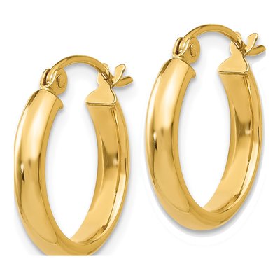 10K Yellow Gold 12mm Round Tube Hoop Earrings – view 3