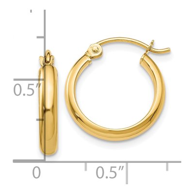 10K Yellow Gold 12mm Round Tube Hoop Earrings – view 5